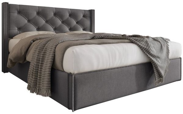 Sweiko Polsterbett (Doppelbett mit Kopfteil und Lattenrost, Stauraumfunktion Bett), Baumwolle, 160x200 cm, ohne Matratze