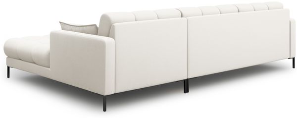 Micadoni Ecksofa Mamaia 5-Sitzer Rechts Strukturierter Stoff Neve Helles Beige schwarze Beine Bild 4