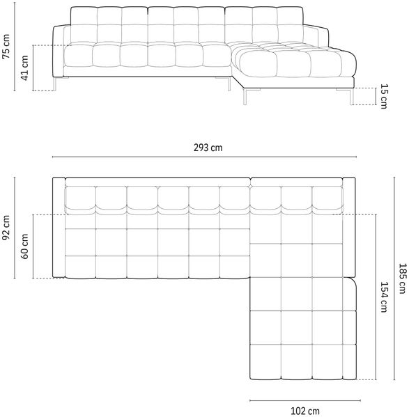 Micadoni Ecksofa Mamaia 5-Sitzer Rechts Strukturierter Stoff Neve Helles Beige schwarze Beine Bild 6