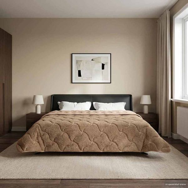vidaXL Ganzjahresbettdecke Gepolstert Taupe 200 x 220 cm 42026285