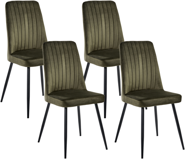Esszimmerstuhl 4er Set KIRBY Samtstoff Olivgrün
