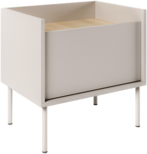 Selsey 'Tovi' Nachttisch 1-türig, 50 cm, Kaschmirgrau / Holzoptik Eiche