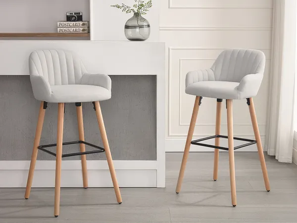 Vente-unique - ELEANA Barhocker Stoff Beige - B 52 cm x H 98 cm x L 47 cm