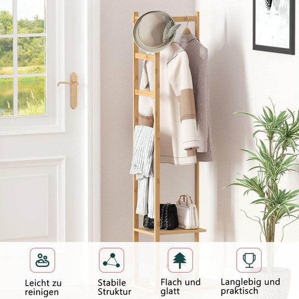 TUWENA Kleiderständer Kleiderständer Bambus mit Kleiderstange, freistehender Kleiderständer Bild 4