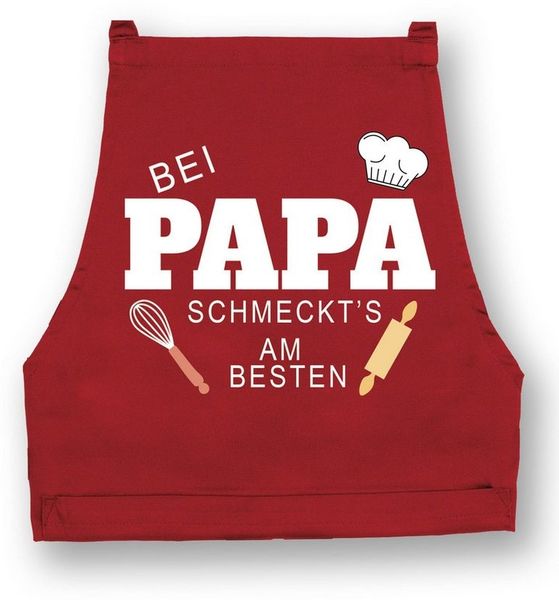 Youth Designz Grillschürze Herren Schürze Bei Papa Schmeckt es am besten Print Kochschürze, mit lustigem Spruch & Logo Aufdruck