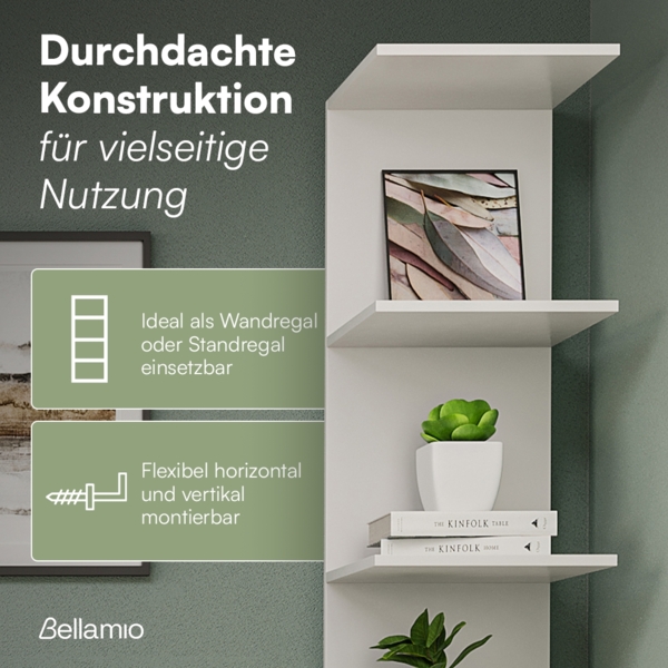 Bellamio 'Ems' Wandregal, weiß, Regal mit 7 Ablagen, vertikal oder horizontal montierbar Bild 4