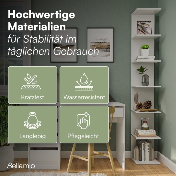 Bellamio 'Ems' Wandregal, weiß, Regal mit 7 Ablagen, vertikal oder horizontal montierbar Bild 3