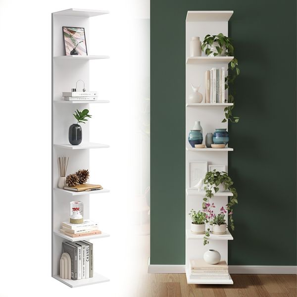 Bellamio 'Ems' Wandregal, weiß, Regal mit 7 Ablagen, vertikal oder horizontal montierbar
