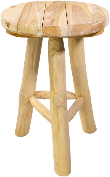 mgc24 Teakholz-Hocker - Stabiler 3-Bein Blumenständer aus Massivholz, handgefertigt aus Echtholz, vielseitig & pflegeleicht, vormontiert - Perfekt für Wohnzimmer, Garten, Deko - 45x30 cm