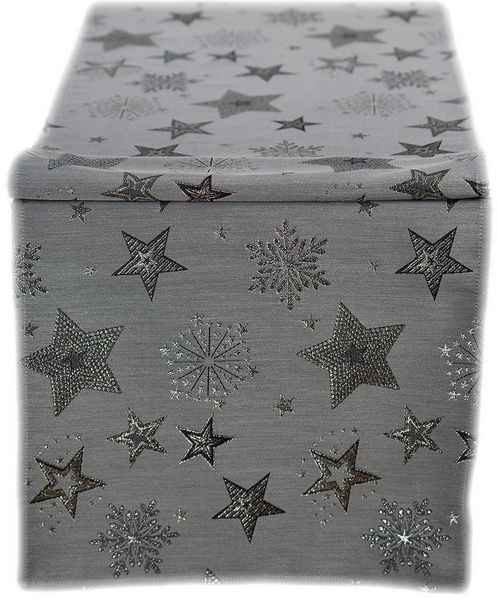 texpot Tischdecke Tischläufer Stickerei Sterne Winter Weihnachten Deko (1-tlg)
