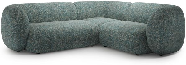 Micadoni Ecksofa Kate 4-Sitzer Rechts Strukturierter Stoff Blau Melange