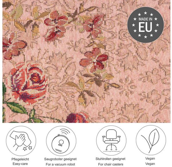 THEKO Teppich Flomi Floral, rechteckig, Höhe: 3 mm, gewebt, Blumen Design, ideal im Wohnzimmer & Schlafzimmer