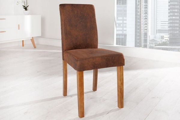riess-ambiente Esszimmerstuhl GENUA whisky braun/natur - Microfaser, Massivholzbeine, Design, Vintage Look mit robuster Verarbeitung – ideal für Esszimmer & Küche