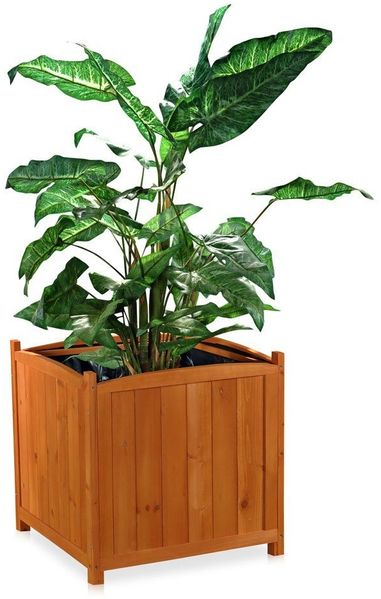 50cm Blumentopf eckig Blumen Pflanztrog Blumenständer Blumenkasten Holz braun Bild 7