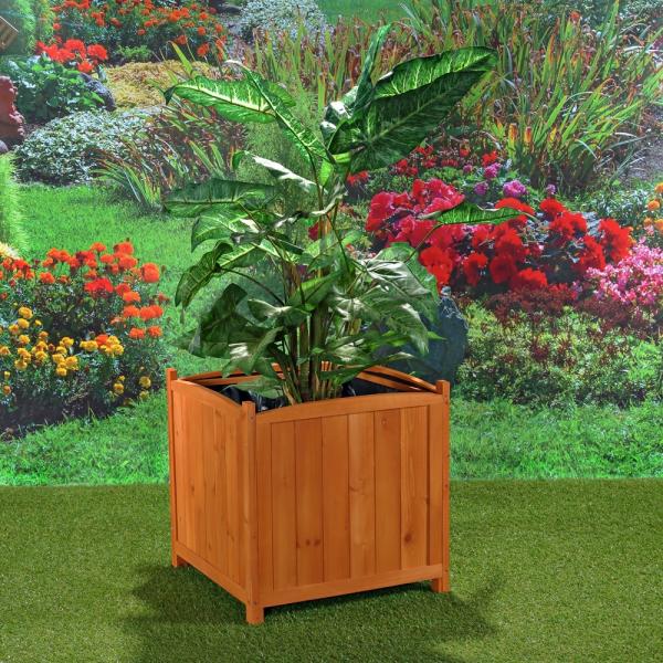 50cm Blumentopf eckig Blumen Pflanztrog Blumenständer Blumenkasten Holz braun