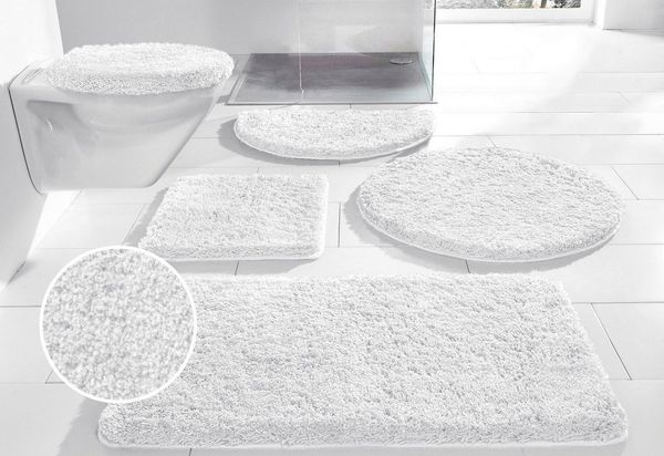OTTO home Badematte Sanremo, Badvorleger, Badezimmer Teppich, sehr weich, Höhe 30 mm, rutschhemmend beschichtet, schnell trocknend, fußbodenheizungsgeeignet, Polyester, rund, Badteppich, unifarben, rechteckig, rund & als 3-tlg. Set erhältlich