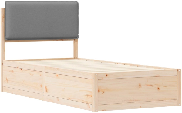 vidaXL Bettgestell mit gepolstertem Kopfteil Hellgrau 90x190 cm 877594 Bild 3