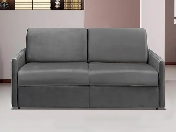 Vente-unique - CALIFE Sofa SamtStoff Grau - B 223 cm94 cm x H 97 cm x L 170 cm