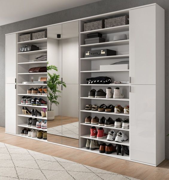 Garderobenschrank SystemX in weiß Hochglanz 281 cm