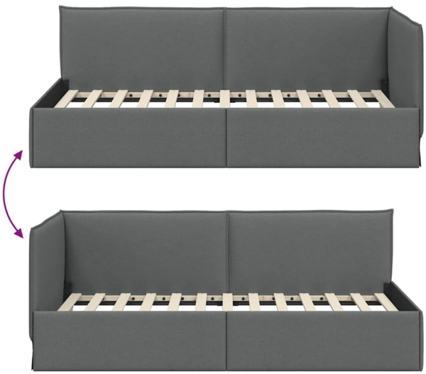 vidaXL Eckbettgestell mit Kopfteil Dunkelgrau 100 cm x 200 cm Stoff 42016448 Bild 8