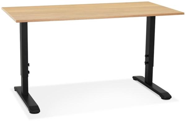 Kadima Design Schreibtisch höhenverstellbar | 140x70 cm | Holz-Metall Ergonomisch Modern | Computertisch Beige-Schwarz