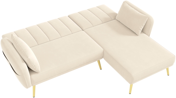 Merax Modernes Klappsofa, L-förmiges Sofa, Schlafsofa mit Zusatzecke, Ecksofa mit Schlaffunktion, Beige Bild 8