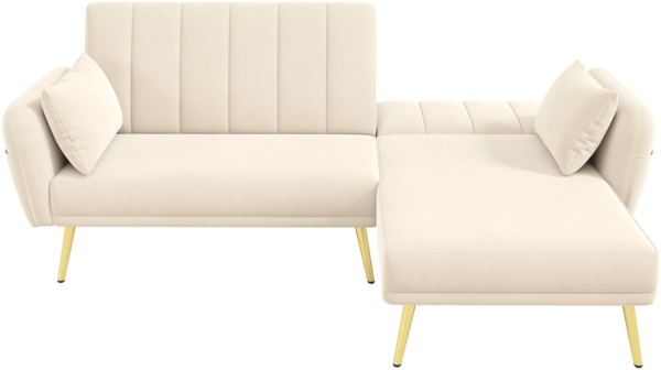 Merax Modernes Klappsofa, L-förmiges Sofa, Schlafsofa mit Zusatzecke, Ecksofa mit Schlaffunktion, Beige Bild 9