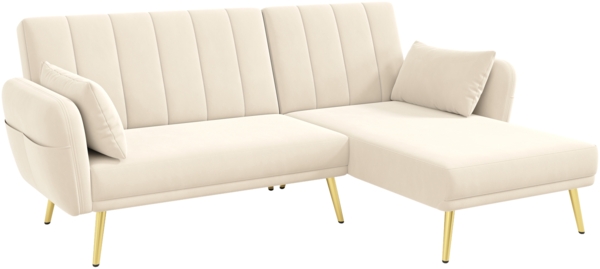 Merax Modernes Klappsofa, L-förmiges Sofa, Schlafsofa mit Zusatzecke, Ecksofa mit Schlaffunktion, Beige Bild 10