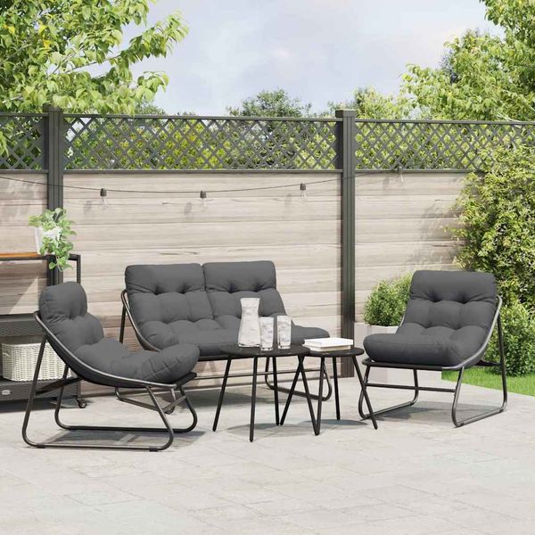 vidaXL Garten Essgruppe 5 pcs Schwarz Stahl 3378837