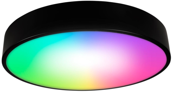 Wifi LED-Deckenleuchte McShine 36W, 4.450lm, Ø40cm, CCT+RGB, schwarz