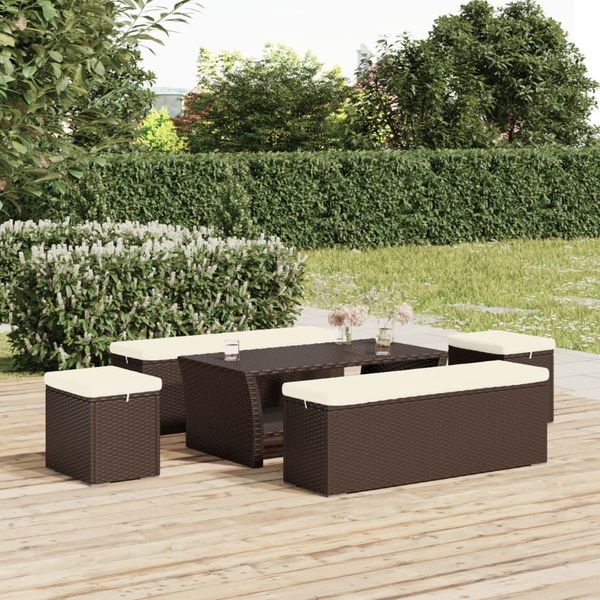 vidaXL Hocker mit Kissen 2 Stk. Braun 40x30x40 cm Poly Rattan 319395