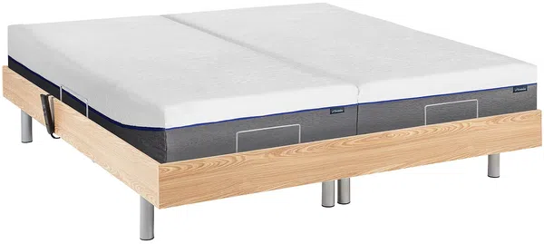 Relaxbett elektrisch mit Tellermodulen + Matratzen mit Memory Schaum - 2 x 90 x 200 cm - Eichefarben - HESIODE III von DREAMEA Bild 4