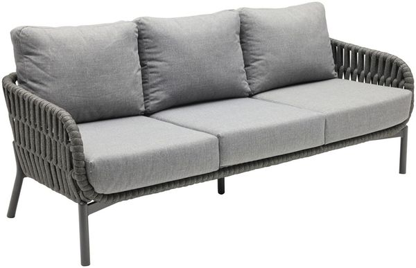 Loungesofa Malte 3-Sitzer Gartensofa mit Polster Relaxsofa Rope Anthrazit