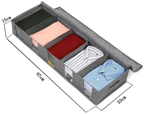 JOYOLEDER Unterbettkommode Unterbett Aufbewahrungsbox mit deckel (Faltbare Kleidung Aufbewahrungstasche, 4 St), für Kleidung Unterbett Kleiderschrank