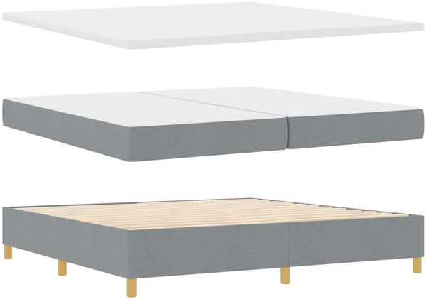 vidaXL Boxspringbett mit Kopfteil Hellgrau 200 x 200 cm Stoff 3339721 Bild 5