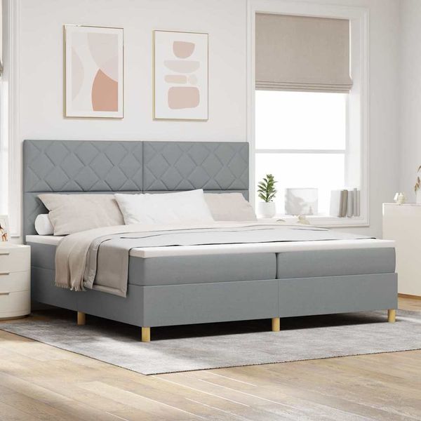 vidaXL Boxspringbett mit Kopfteil Hellgrau 200 x 200 cm Stoff 3339721
