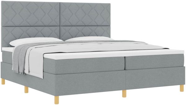 vidaXL Boxspringbett mit Kopfteil Hellgrau 200 x 200 cm Stoff 3339721 Bild 2