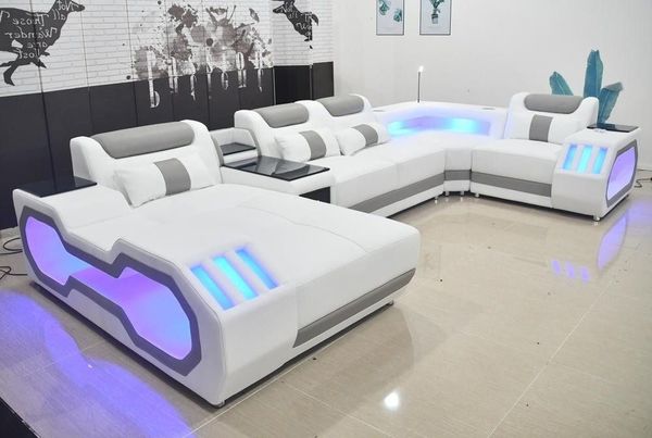 Xlmoebel Wohnlandschaft Leder-Ecksofa mit eleganter Polsterung in modernem Design, Hergestellt in Europa