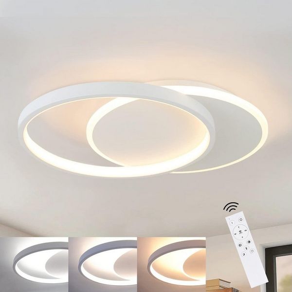 Nettlife LED Deckenleuchte LED Deckenleuchte schwarz mit 2 Ring Dimmbar, Dimmbar, LED fest integriert, Warmweiß, Neutralweiß, Kaltweiß, Wohnzimmer Schlafzimmer Küche Flur Esszimmer