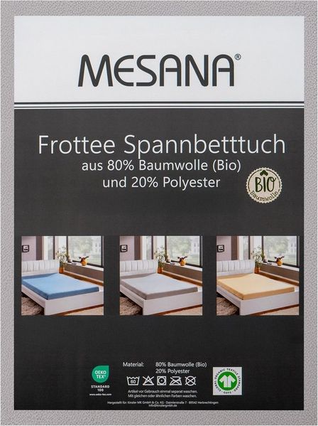 MESANA Spannbettlaken Frottee, Baumwolle, Gummizug: rundum, (1 Stück), unifarben