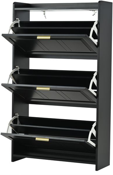 Merax Schuhschrank Schuhregal, mit 6 Fächern, Schränke Schuhschränke Schuhhochschränke,Kann in Fluren, Türen, Wohnzimmern und Büros aufgestellt werden, Schwarz Bild 9