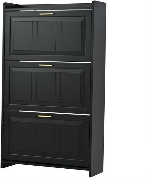 Merax Schuhschrank Schuhregal, mit 6 Fächern, Schränke Schuhschränke Schuhhochschränke,Kann in Fluren, Türen, Wohnzimmern und Büros aufgestellt werden, Schwarz Bild 10