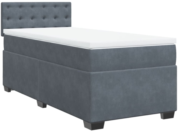 vidaXL Boxspringbett mit Matratze Dunkelgrau 90x200 cm Samt 3286211