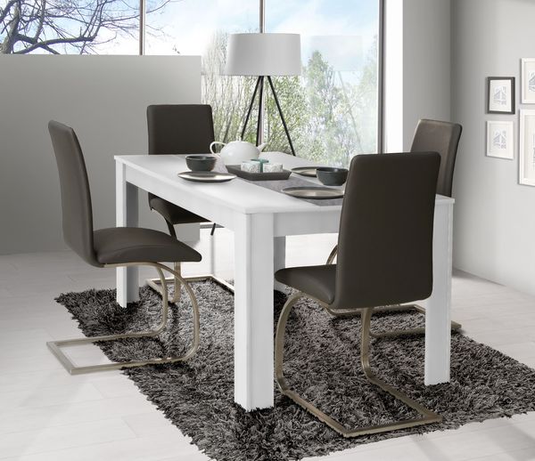 FORTE Dining Tables Esstisch, Holzwerkstoff, Weiß/Grau, 160 x 74,7 x 90 cm