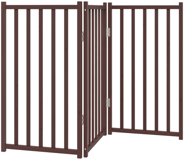 vidaXL 3-tlg. Hundetor Faltbar Braun Eiche 150 cm Massivholz Tanne 352294