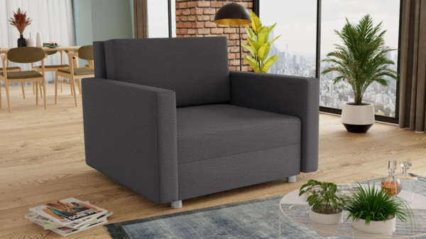 Schlafsofa Pura Midi mit Bettkasten - Polstersofa mit Schlaffunktion, Sofa, Bettsofa, Wohnlandschaft (Dunkelgrau (Suedine 36))