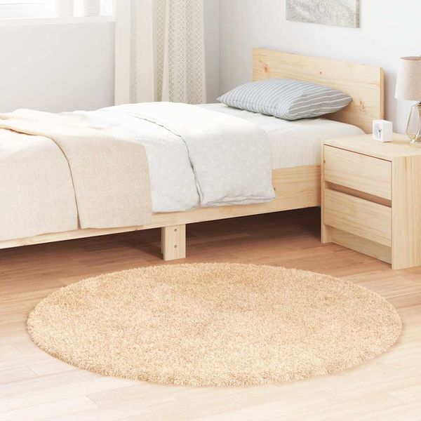 vidaXL Teppich Shaggy Hochflor NAVARRA Beige 120x120 cm Polyester 4102901