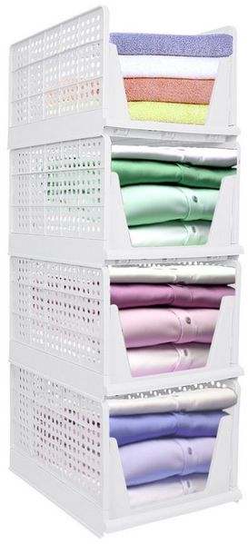 JEOBEST Schubladenbox Stapelbarer Kleiderschrank, Küche, Bad, (4 St, XL) Aufbewahrungsbox, Faltbare Schubladenboxen