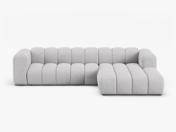 Micadoni Modulares Ecksofa Lupine 4-Sitzer Rechts Boucle Baloo Hellgrau