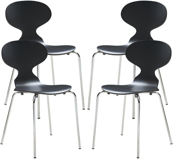 Esszimmerstuhl Kil 4er Set Schwarz/Chromfarben [en. casa]